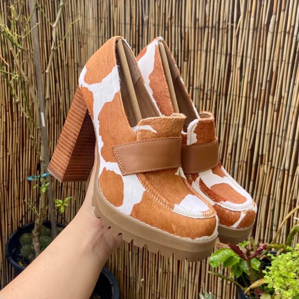 cow print loafer steve madden heels NWT